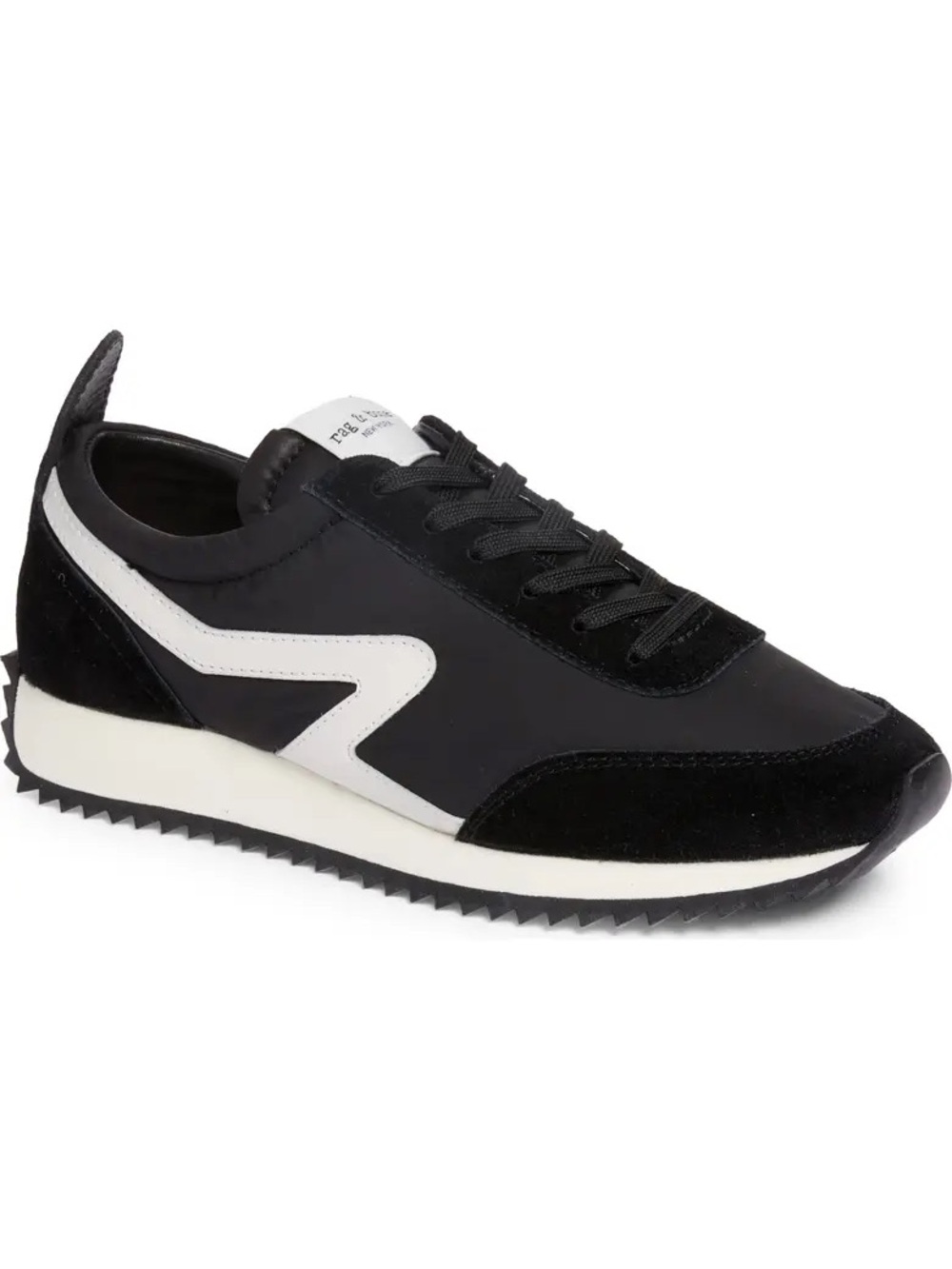 rag & bone Black and White Retro Runner Sneaker